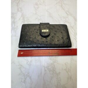 Vintage Made In Canada Buxton Black Color Ostrich Leather Wallet